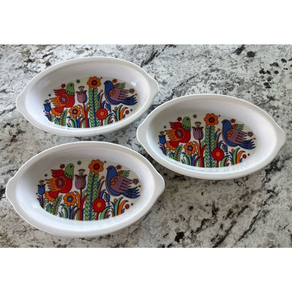 Royal Crown Paradise 3696 Retro Porcelain Casserole Ovenware MCM Lot Oval